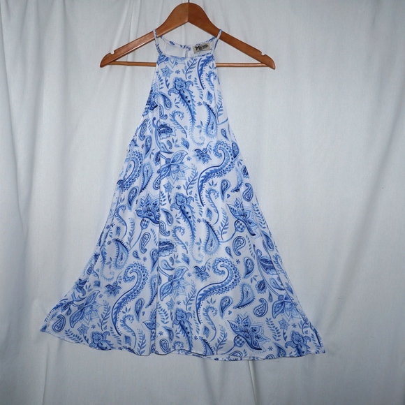 SHOW ME YOUR MUMU blue white tropical dress NEW S - Picture 3 of 7